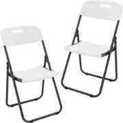 Set van 2 balkonstoelen opvouwbaar kunststof wit bistrostoel tuinstoel