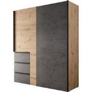 Meubella - Kledingkast Walter - Eiken - Grijs - 170 cm