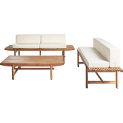 GIAVENO - Loungeset 4-zits - Gebroken wit - Acaciahout