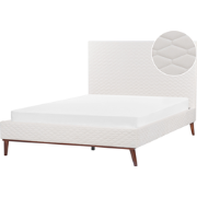 BAYONNE - Tweepersoonsbed - Gebroken wit - 160 x 200 cm - Fluweel