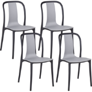 SPEZIA  - Tuinstoel set van 4 - Grijs/zwart - Synthetisch materiaal