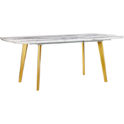 MOSBY  - Uitschuifbare eettafel - Wit/Goud - 90 x 160/200 cm - MDF