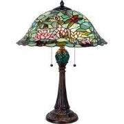 Lumilamp Tiffany Tafellamp Ø 47x60 cm Groen Bruin Glas Libelle
