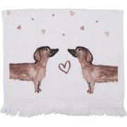 Clayre & Eef Gastendoekje  40x66 cm Beige Bruin Katoen Rechthoek Tecke...