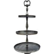 3 Laags Etagere Rond - Machu Pichu - Zlver - Grijs