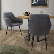 Eetkamerstoel met gevoerd quiltwerk, set van 2 met rugleuning en armle...