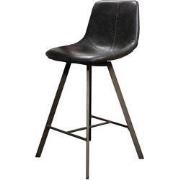 Barstoel Zwart - PU-Leer - Plat Frame - Stoel Zig-Zag - Set van 2