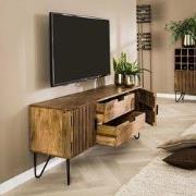 Tv-Meubel Mangohout - 35x135x55cm - 2 Lades & Deuren