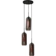 Hanglamp 3-Lichts - Getrapt - Smoke Glas - Geperforeerd Staal