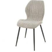 Eetkamerstoel Bouclé Zand - Zithoogte 47cm - Lendesteun - Set van 4