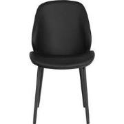 Eetkamerstoel Zwart - Kunstleder - Zithoogte 47cm - Set van 2