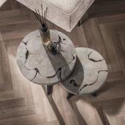 Bijzettafel Rond - Grijs Teakhout - Set Van 2 - 40x40x50cm