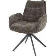 Eetkamerstoel Draaibaar - Stof Taupe - Metaal - 66x67x90cm - Rich - Se...