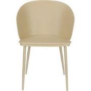 Eetkamerstoel Beige - Staal - Zitdiepte	44cm - 57x54x81cm - Gigi - Set...