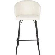 Barkruk Wit Stof - Zithoogte 75cm - 50x52x100cm - Joa - Set van 2