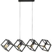 Hanglamp Metaal Zwart - 4-Lichts - 150x35x150cm - Kubus