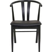 Eetkamerstoel Zwart PU Leer - Beukenhout - 60x54x77cm - Artenara - Set...