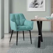 Petrol eetkamerstoel in badstof met dik gestoffeerde zitting ML design