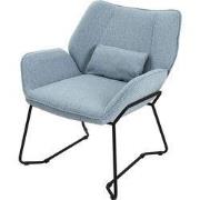 Woonkamer fauteuil Loungestoel blauw met rugkussen tot 120 kilogram Po...