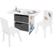 Kinderzitje met tafel en 2 stoelen ruimtemotief van hout voor kinderen...