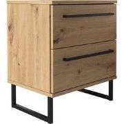 Meubella - Nachtkastje Saturn - Eiken - Zwart - 45 cm