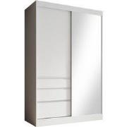 Meubella - Kledingkast Henry - Wit - 140 cm - Met spiegel
