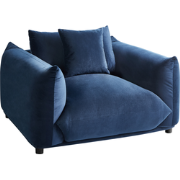 LUVOS - Fauteuil - Donkerblauw - Fluweel