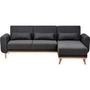 OLLSTA - Hoekslaapbank - Zwart - Linkszijdig - Polyester