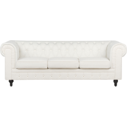 CHESTERFIELD - Chesterfield driezitsbank - Gebroken wit - Polyester