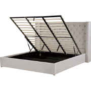 LUBBON  - Bed met opbergruimte - Lichtgrijs - 180 x 200 cm - Fluweel