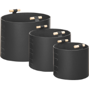 ARAM - Opbergmanden set van 3 - Zwart - Kunstleer