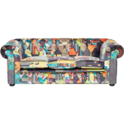 CHESTERFIELD - Chesterfield bank 3-zits - Turquoise - Polyester