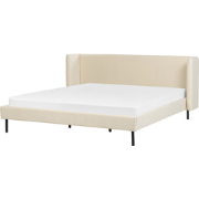 ARETTE  - Tweepersoonsbed - Lichtbeige - 180 x 200 cm - Fluweel