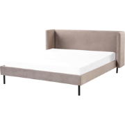 ARETTE  - Tweepersoonsbed - Taupe - 160 x 200 cm - Fluweel