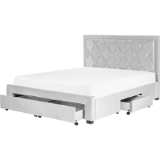 LIEVIN - Bed met opbergruimte - Lichtgrijs - 160 x 200 cm - Fluweel