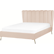 MIRIBEL - Tweepersoonsbed - Beige - 140x200 -  Fluweel