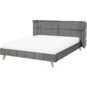 SENLIS  - Tweepersoonsbed - Grijs - 160 x 200 cm - Fluweel