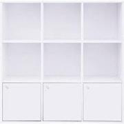 Witte Opbergkast met 9 Vakken en 3 Deuren - L97,5 cm