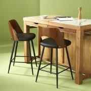 Barkruk in zwart vinyl L45 cm - AUSTIN