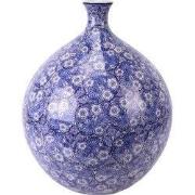 Fine Asianliving Chinese Vaas Porselein Blauw Bloesems Handgeschilderd