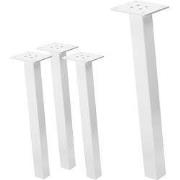 Set van 4 tafelpoten schuin H42 cm wit glanzend gemaakt van gepoederco...