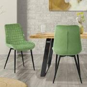 Eetkamerstoel set van 2 salie met fluwelen bekleding en stalen poten K...