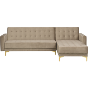 ABERDEEN - Hoekslaapbank - Zandbeige - Linkerzijde - 267 cm - Fluweel