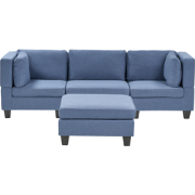 UNSTAD - Driezitsbank met ottomaan - Blauw - Polyester