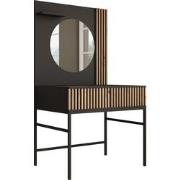 Meubella - Kaptafel Marbella - Zwart - 85 cm - Met spiegel