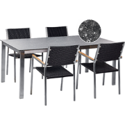 COSOLETO/GROSSETO - Tuinset 4 persoons - Zwart - Graniet/Rotan