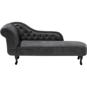 NIMES - Chaise longue - Donkergrijs - Linkerzijde - Kunstleer