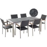 GROSSETO  - Tuinset voor 6 wicker look - Grafietgrijs - Graniet