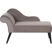 BIARRITZ - Chaise longue - Taupe - Linkerzijde - Fluweel