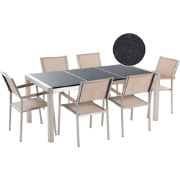 GROSSETO  - Tuinset voor 6 - Zwart/Beige - Graniet
